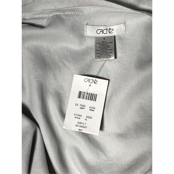 Cache NWT Silver Grey Long Sleeve Silky Jacket Shrug Size 8 - Picture 4 of 6